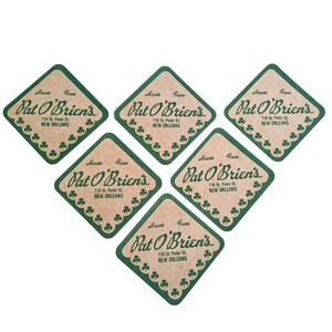 Pat O'Brien's New Orleans Drink‎ Coasters Set of 6 Shamrock Clover Souvenir